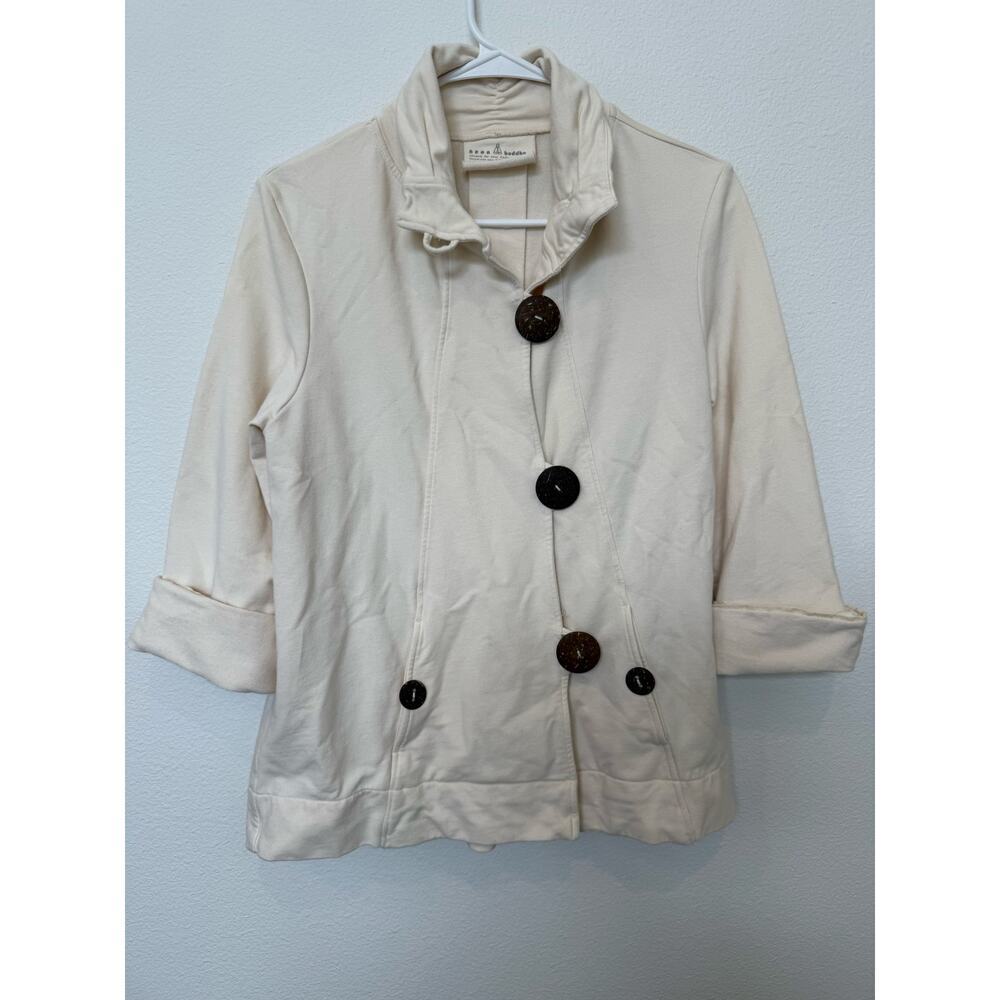 Neon Buddha Ivory Lightweight Jacket Wood Buttons Medium